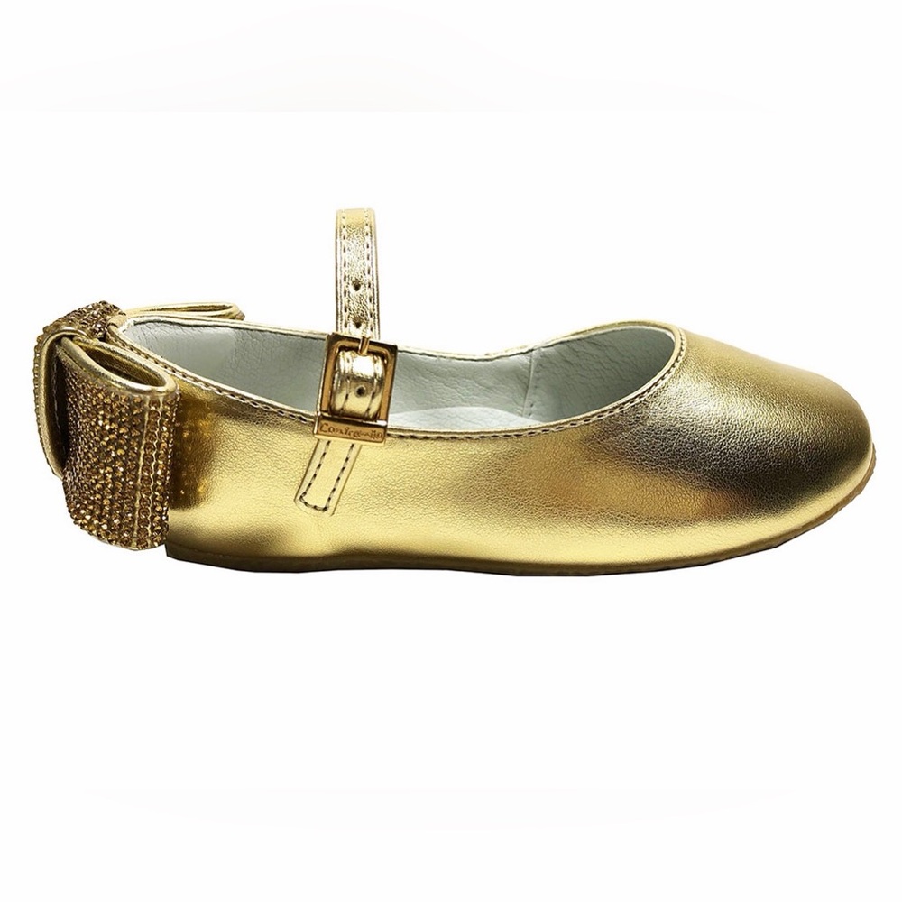 Brazilian Gold Mary Jane shoe with Bow